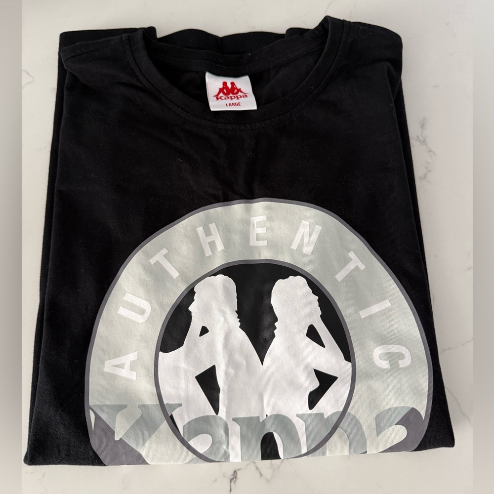 KAPPA MEN’S T SHIRT BLACK SHORT SLEEVE SZ L AUTHENTIC OMINI LOGO CAMOUFLAGE NWOT